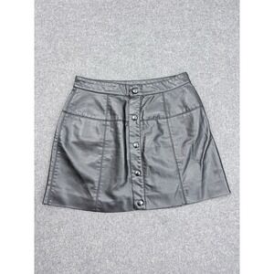 Free People Faux Leather Skirt Women XS Black Button Front M